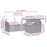 vidaXL Tuinbank Set met opslag 6 pcs Bruin poly rattan