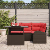 vidaXL Tuinbank Set met opslag 5 pcs Bruin en Rood poly rattan
