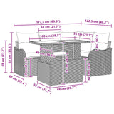 vidaXL Tuinbank Set met opslag 5 pcs Bruin en Rood poly rattan