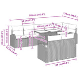vidaXL Tuinbank Set met opslag 9 pcs Bruin en Rood poly rattan