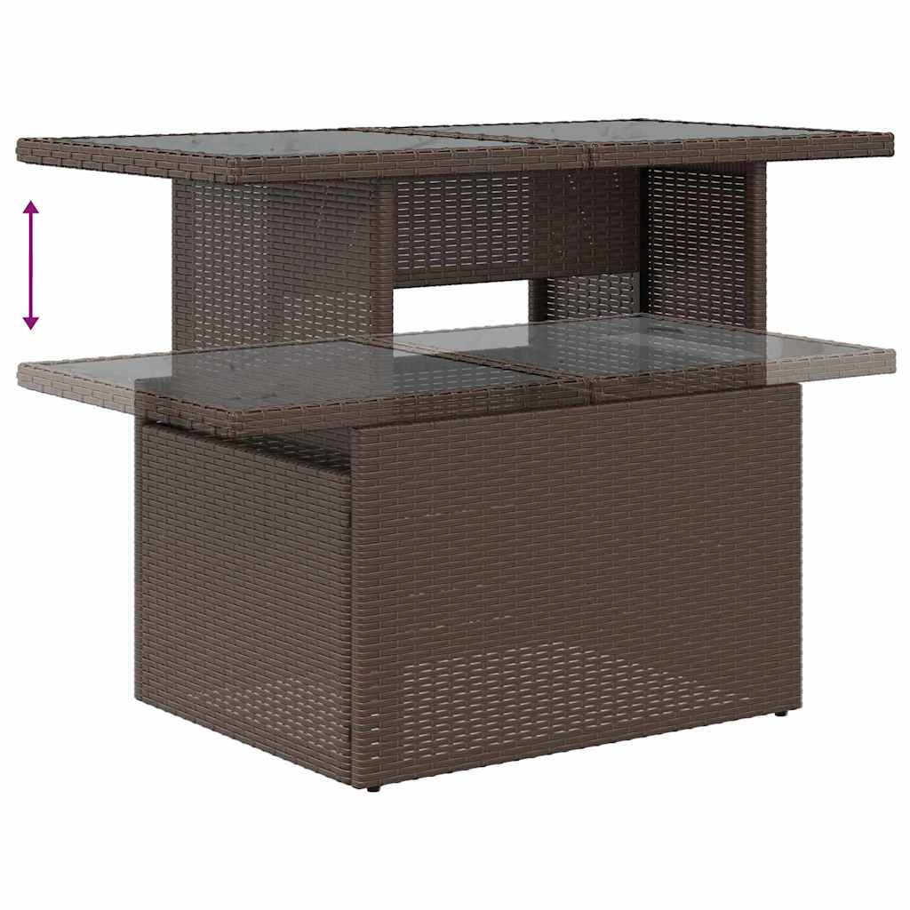 vidaXL Tuinbank Set met opslag 7 pcs Bruin en Rood poly rattan