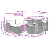 vidaXL Tuinbank Set met opslag 7 pcs Bruin en Rood poly rattan