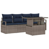 vidaXL Garden Lounge Set with Storage 5 pcs Brown and Red Poly Rattan