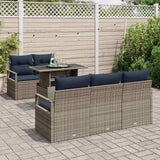 vidaXL Tuinbank Set met opslag 6 pcs Bruin en Rood poly rattan