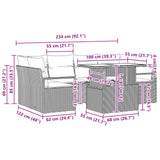 vidaXL Tuinbank Set met kussen 7 pcs Bruin en rood poly rattan