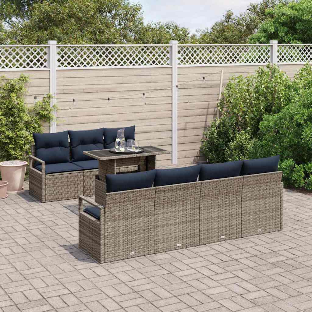 vidaXL Tuinbank Set met opslag 8 pcs Bruin en Rood poly rattan