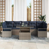 vidaXL Garden Sofa Set with cushions 8 pcs Brown and Red poly rattan