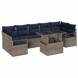 vidaXL Garden Sofa Set with cushions 8 pcs Brown and Red poly rattan