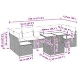 vidaXL Garden Sofa Set with cushions 8 pcs Brown and Red poly rattan