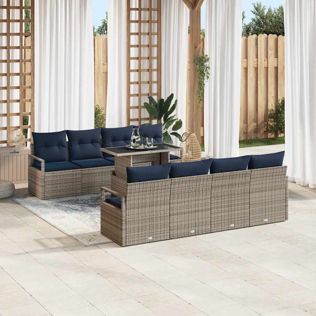 vidaXL Banc de jardin avec coffre de rangement 9 pcs Rotin PE Marron et Rouge