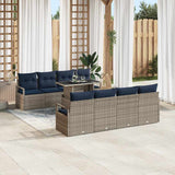 vidaXL Banc de jardin avec coffre de rangement 9 pcs Rotin PE Marron et Rouge