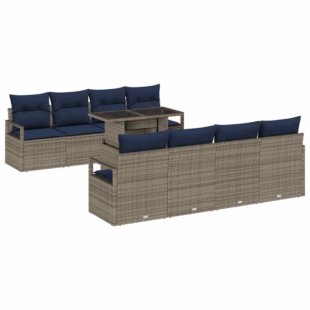 vidaXL Banc de jardin avec coffre de rangement 9 pcs Rotin PE Marron et Rouge