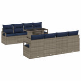 vidaXL Banc de jardin avec coffre de rangement 9 pcs Rotin PE Marron et Rouge