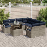vidaXL Tuinbank Set met opslag 9 pcs Bruin en Rood poly rattan