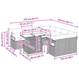 vidaXL Tuinbank Set met opslag 9 pcs Bruin en Rood poly rattan