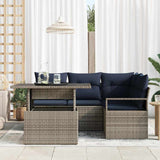 vidaXL Tuinbank Set met opslag 5 pcs Bruin en Rood poly rattan