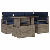 vidaXL Tuinbank Set met opslag 5 pcs Bruin en Rood poly rattan