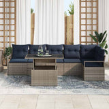 vidaXL Tuinbank Set met opslag 7 pcs Bruin en Rood poly rattan