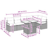 vidaXL Tuinbank Set met opslag 7 pcs Bruin en Rood poly rattan