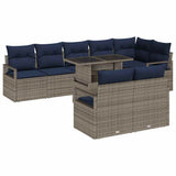 vidaXL Tuinbank Set met opslag 9 pcs Bruin en Rood poly rattan