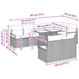 vidaXL Tuinbank Set met opslag 9 pcs Bruin en Rood poly rattan