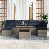 vidaXL Garden Sofa Set with cushions 8 pcs Brown and Red poly rattan