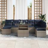 vidaXL Tuinbank Set met kussen 9 pcs Bruin en Rood poly rattan