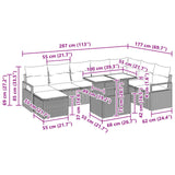 vidaXL Tuinbank Set met kussen 9 pcs Bruin en Rood poly rattan