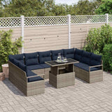 vidaXL Tuinbank Set met opslag 10 pcs Bruin en Rood Poly rattan