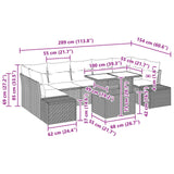 vidaXL Tuinbank Set met kussen 8 pcs Bruin en Rood poly rattan