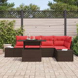 vidaXL Tuinbank Set met kussen met opslag 6 pcs Bruin en rood