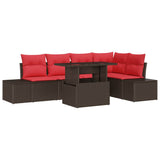 vidaXL Tuinbank Set met kussen met opslag 6 pcs Bruin en rood