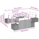 vidaXL Tuinbank Set met kussen 9 pcs Bruin en Rood poly rattan
