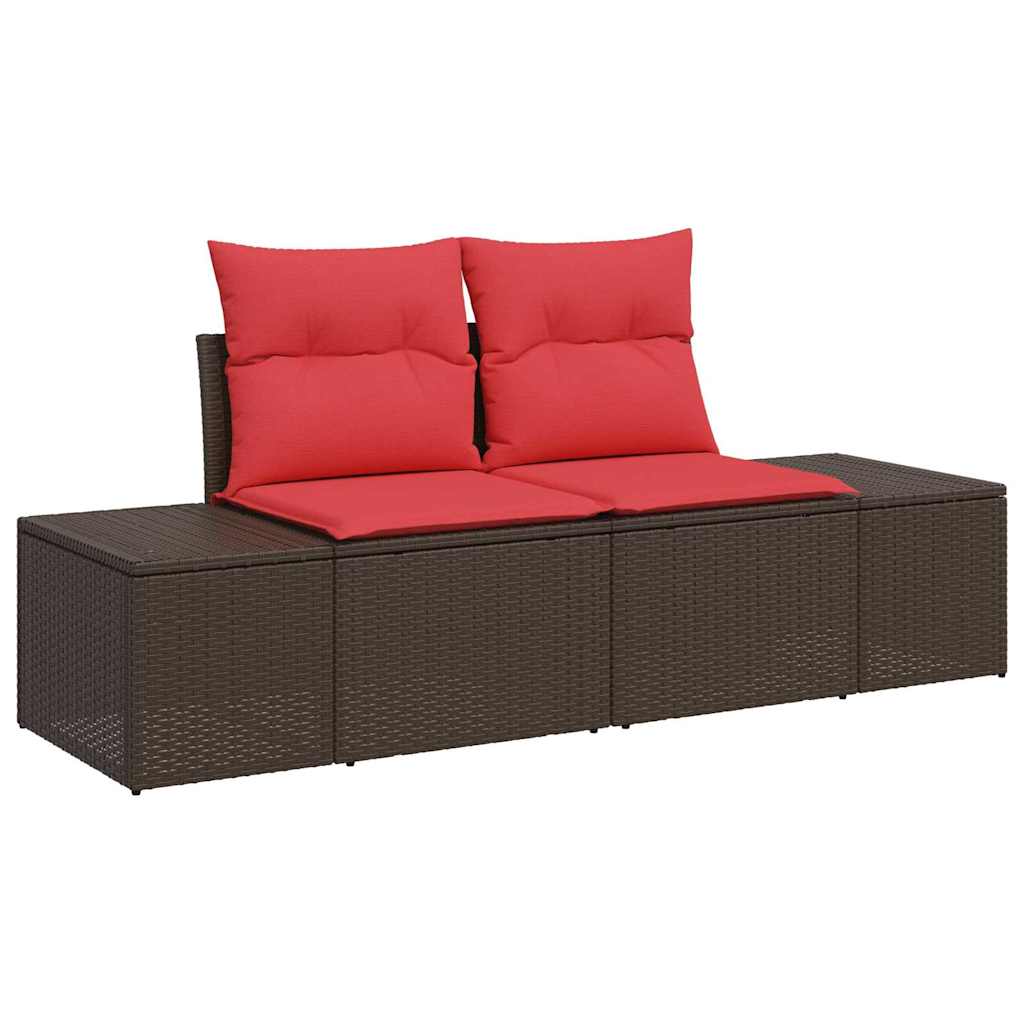 vidaXL Tuinbank Set met kussen 7 pcs Bruin en rood