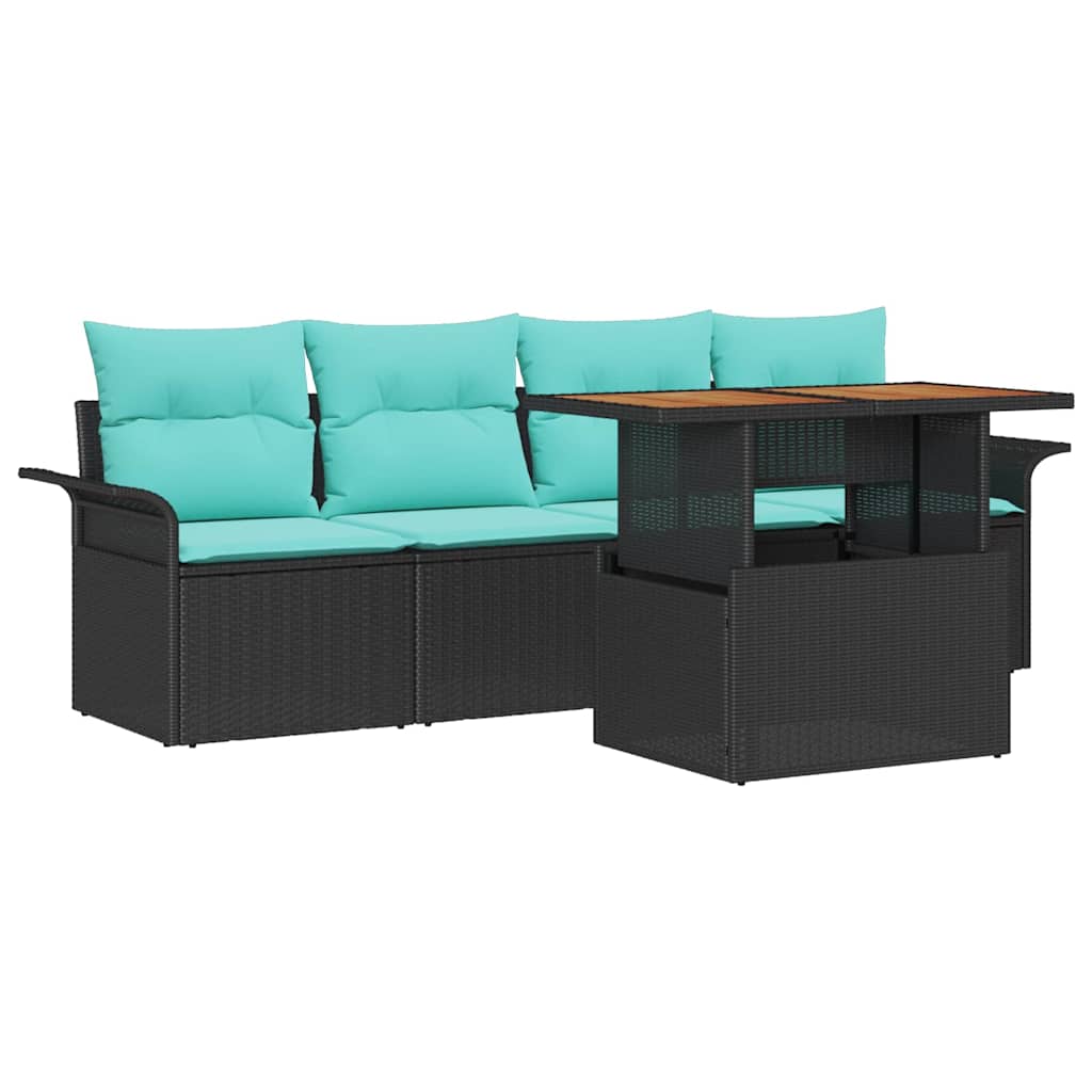 vidaXL Garden Sofa Set with Cushions 5 pcs Grey and Navy Blue