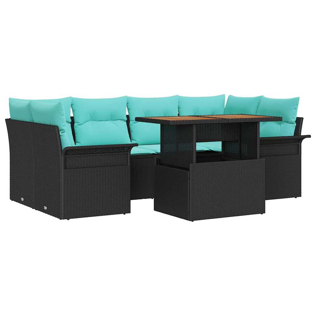 vidaXL Garden Sofa Set with Cushions 7 pcs Grey and Navy Blue