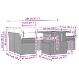 vidaXL Garden Sofa Set with Cushions 7 pcs Grey and Navy Blue