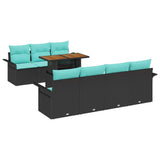 vidaXL Tuinbank Set met kussen 8 pcs grijs en marineblauw