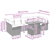 vidaXL Garden Sofa Set with cushions 8 pcs Grey and Navy Blue poly rattan
