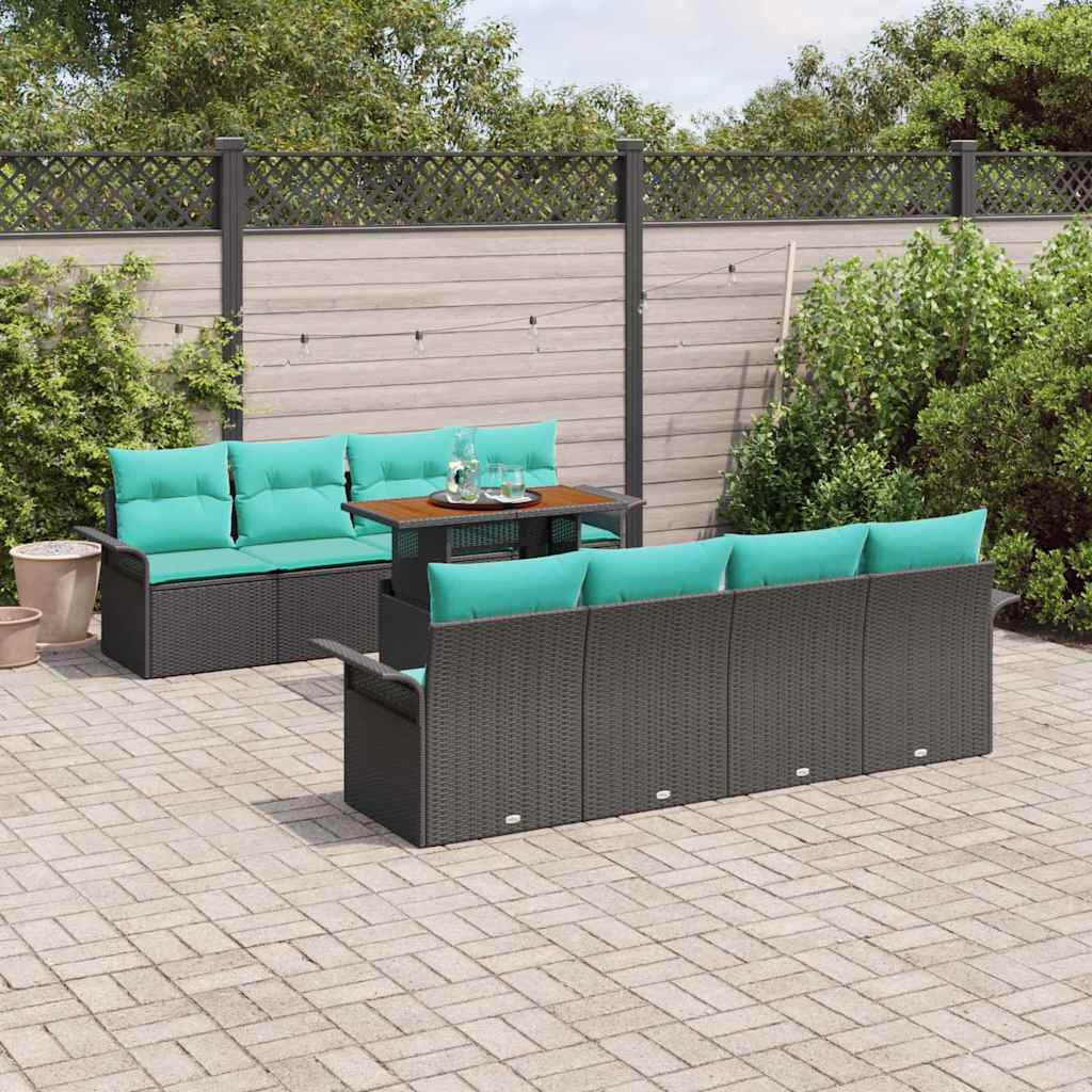 vidaXL Tuinbank Set met kussen 7 pcs grijs en marineblauw