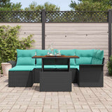 vidaXL Tuinbank Set met kussen 7 pcs grijs en marineblauw