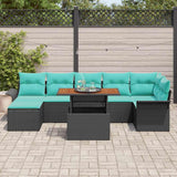 vidaXL Garden Sofa Set with Cushions 8 pcs Grey and Navy Blue Poly Rattan