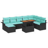 vidaXL Tuinbank Set met kussen met opslag 9 pcs grijs en marineblauw