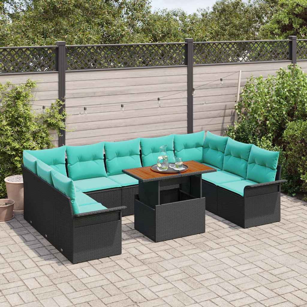 vidaXL Garden Sofa Set with cushions 10 pcs grey and navy blue