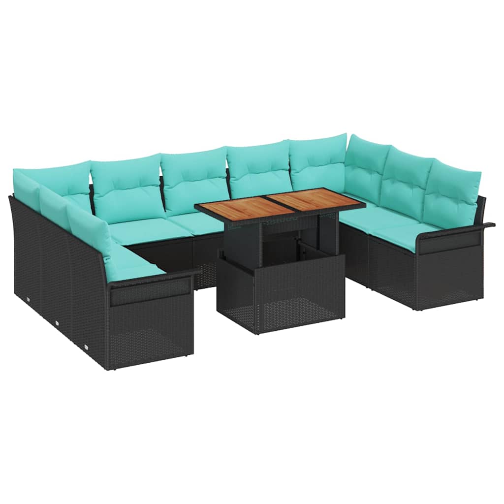 vidaXL Garden Sofa Set with cushions 10 pcs grey and navy blue