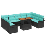 vidaXL Garden Sofa Set with cushions 10 pcs grey and navy blue