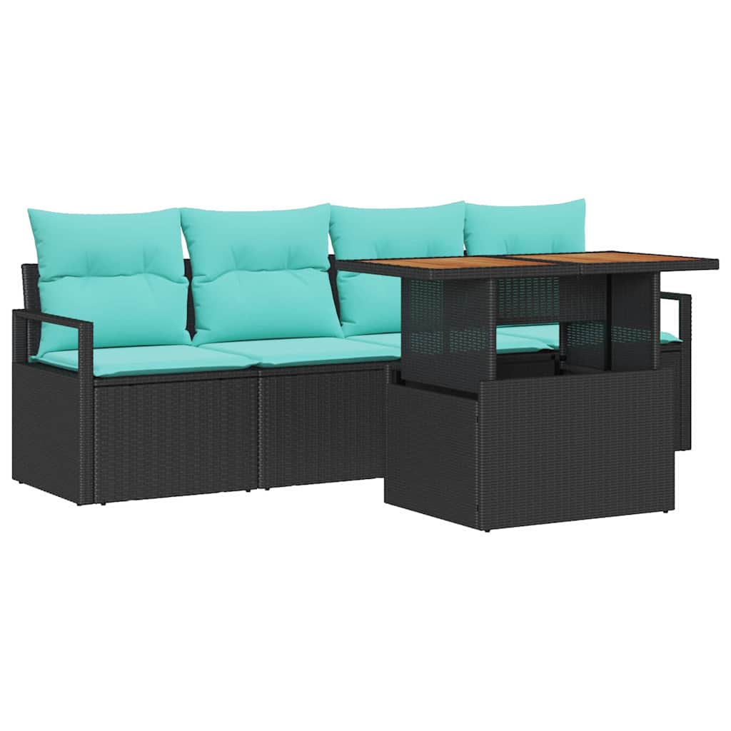 vidaXL Tuinbank Set met kussen 5 pcs grijs en marineblauw