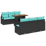 vidaXL Tuinbank Set met kussen 7 pcs grijs en marineblauw