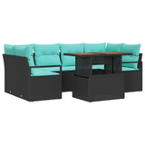 vidaXL Banc de jardin avec coussins 7 pcs gris et bleu marine