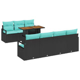 vidaXL Ensemble de banc de jardin avec coussins 8 pcs Gris et Bleu